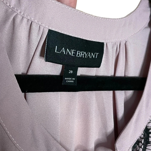 Lane Bryant Light Purple with Black Lace Babydoll Ruffle Top Flowy Size 28 - Picture 6 of 10